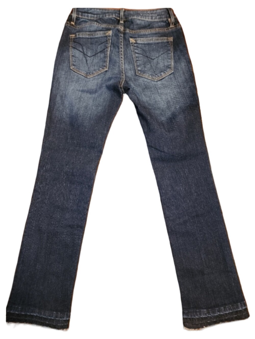 VIGOSS The Chelsea Cropped Straight Leg Jeans Frayed Hem Dark Wash Sz 24/26 EUC - Picture 3 of 4